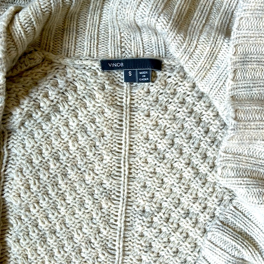 VINCE Open Cardigan Oatmeal Wool Blend Size S - Picture 3 of 5